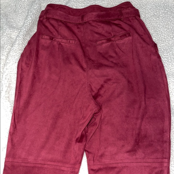 NWT Free People Nightfall Vegan Suede Pomegranate Waist Tye Pants Size 14 - Picture 13 of 16